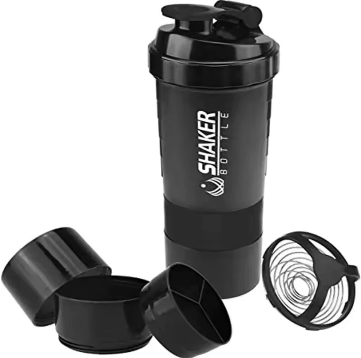 500ml Shaker Bottle with 3-Layer Storage Compartments